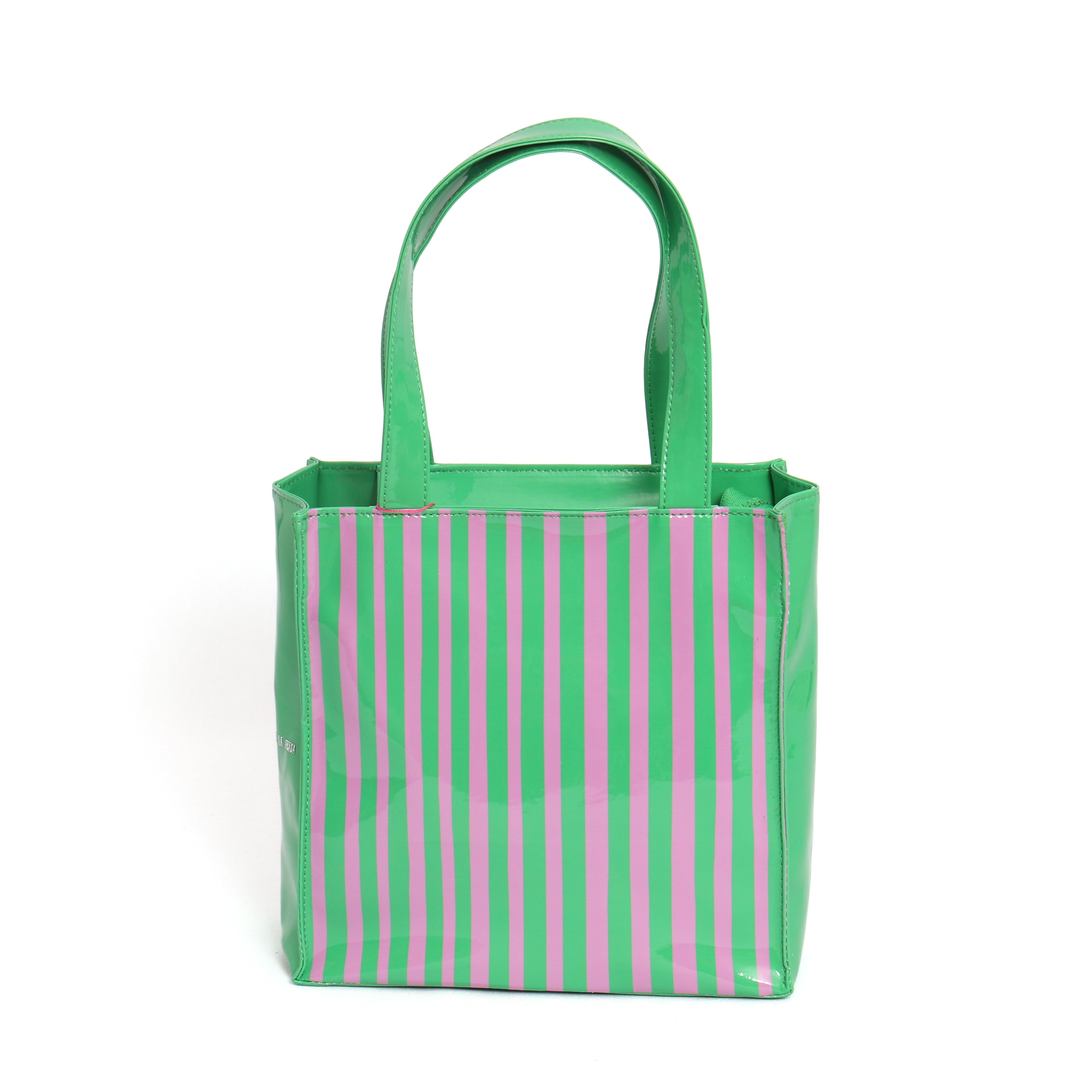 BOLSA RAYAS VERDE/FUCSIA PEQUEÑA